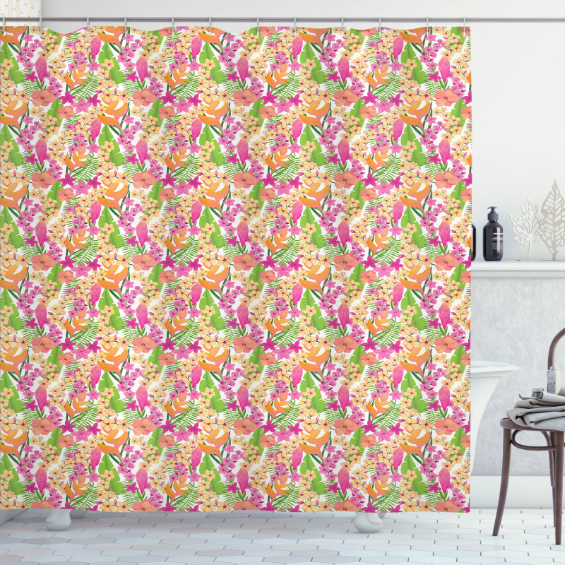 Hawaiian Jungle Flora Shower Curtain