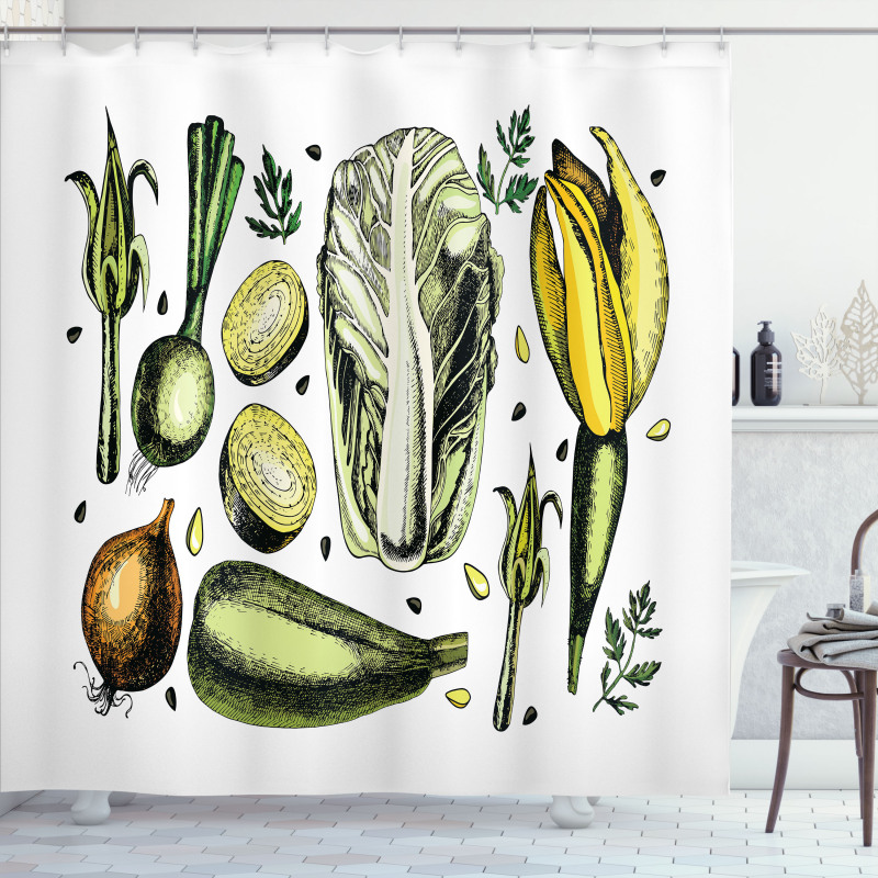 Vegan Diet Theme Shower Curtain