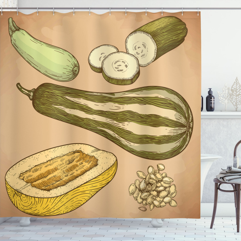 Zucchini Slices Shower Curtain