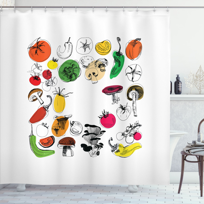 Doodle Food Artwork Shower Curtain