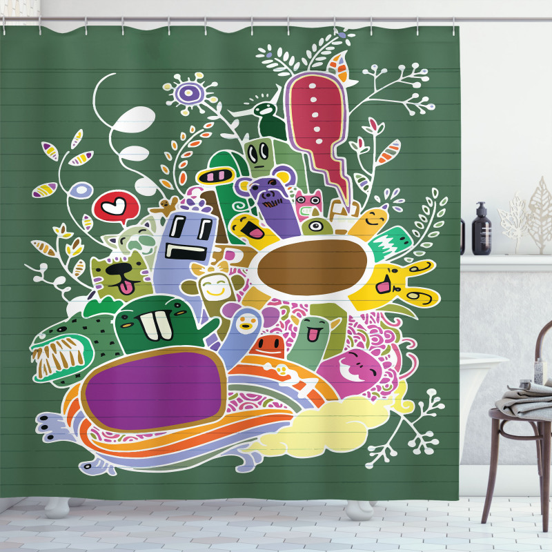 Monsters and Animals Shower Curtain