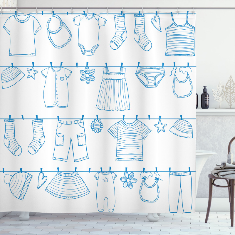 Drying Baby Clothes Shower Curtain