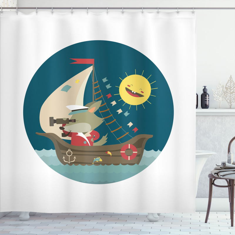 Wolf Captain Boat Shower Curtain