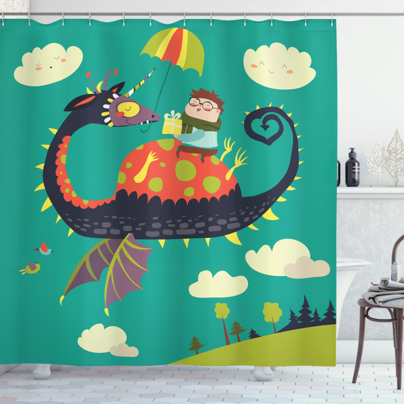 Fantasy Dragon Rider Shower Curtain