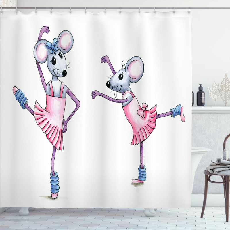 Funny Ballerina Mice Shower Curtain