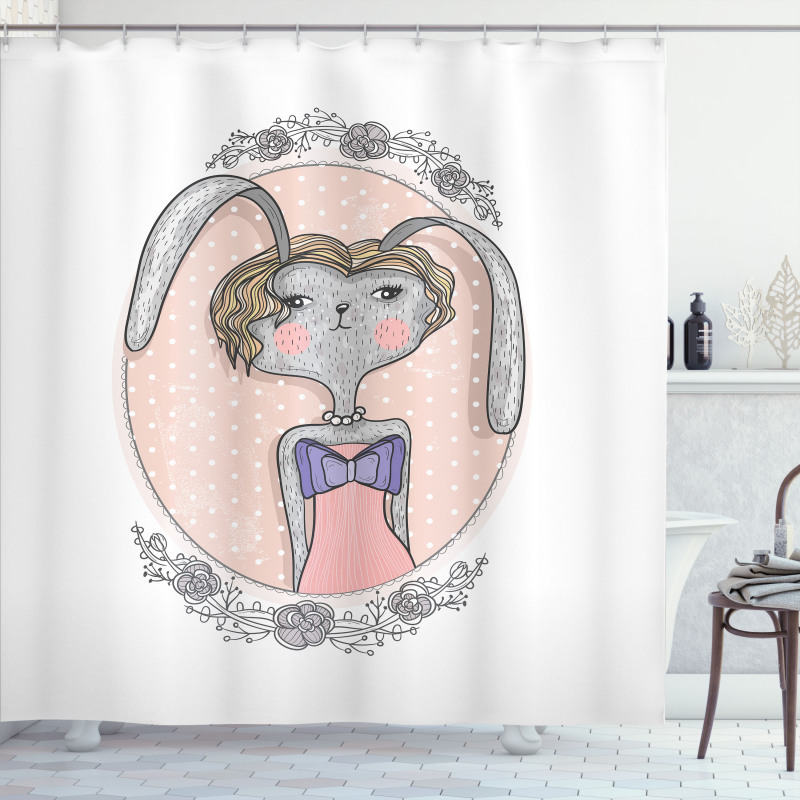 Bunny Portrait Shower Curtain