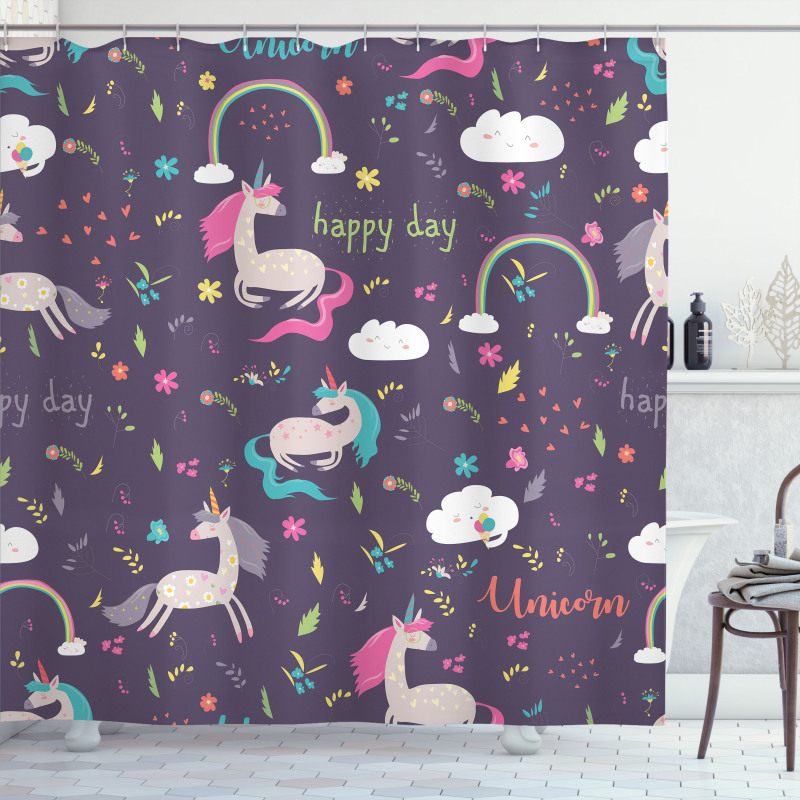 Unicorn Happy Day Shower Curtain