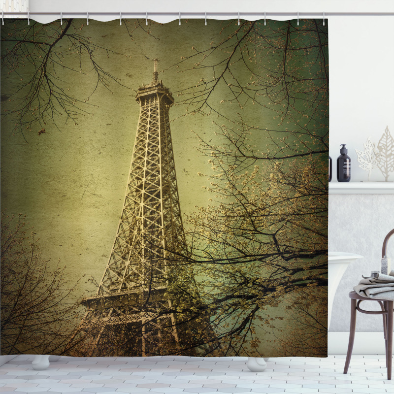 Fall Season Paris Art Shower Curtain
