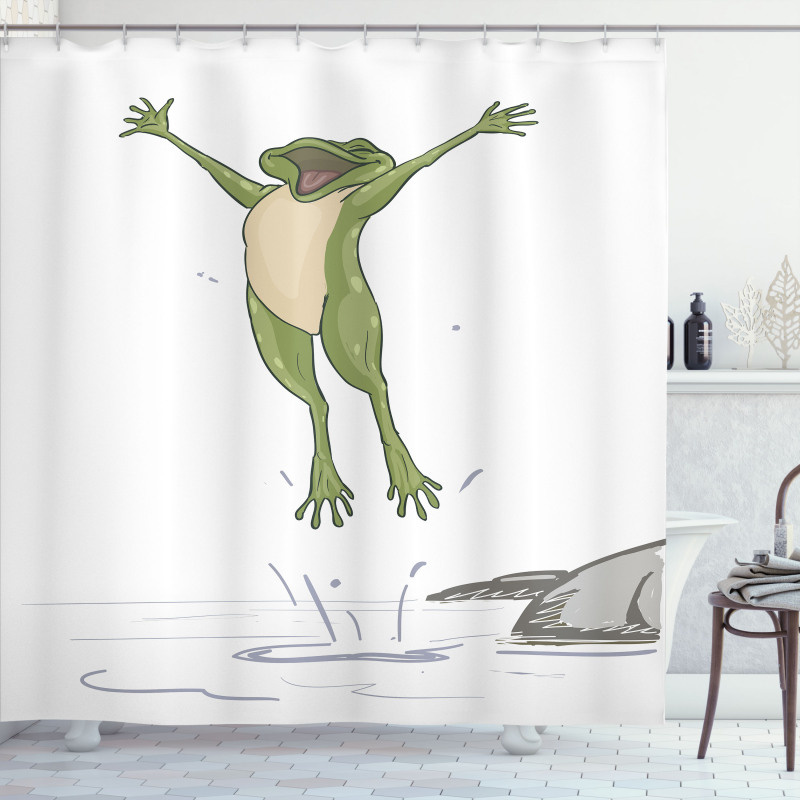 Happy Jumping Toad Humor Shower Curtain