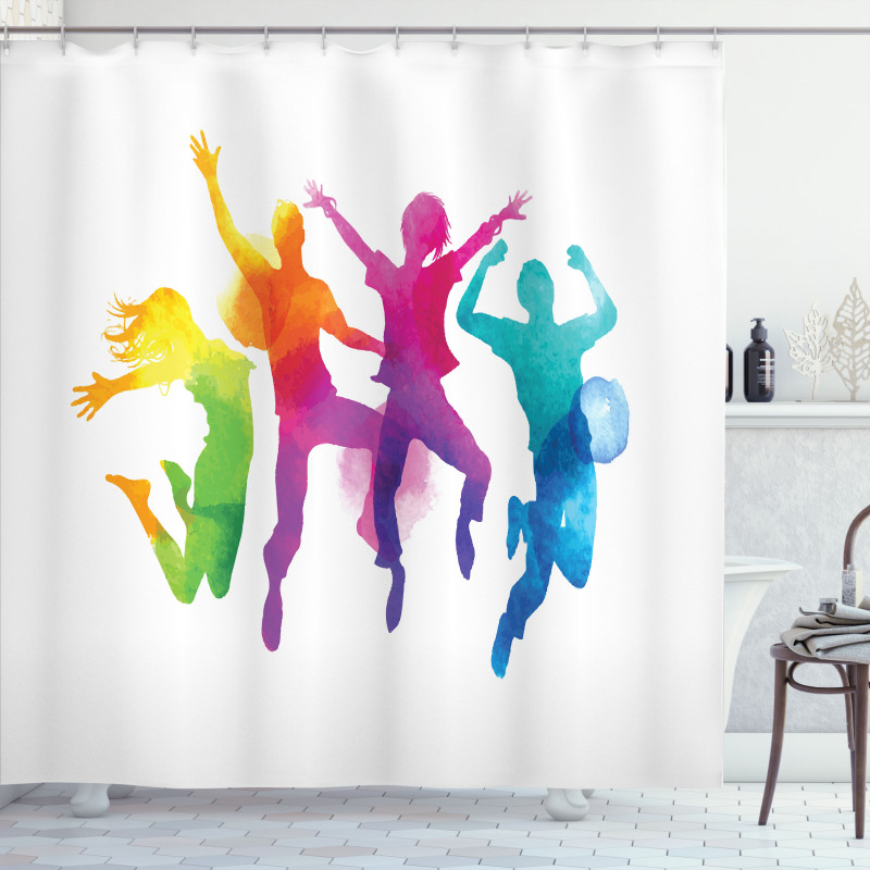 Rainbow Colored Teens Shower Curtain