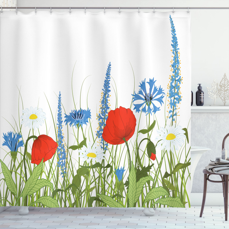 Bloomed Poppy Flowers Shower Curtain