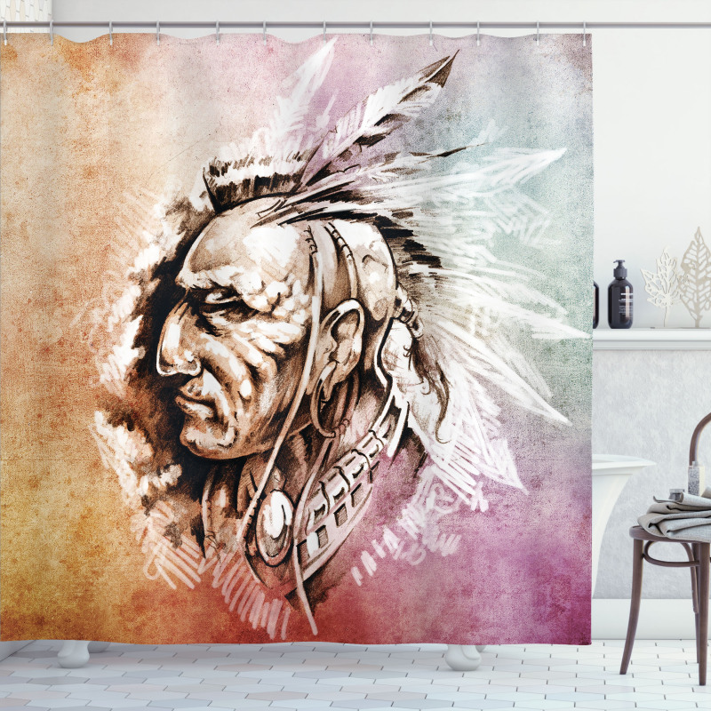 American Native Sketch Shower Curtain