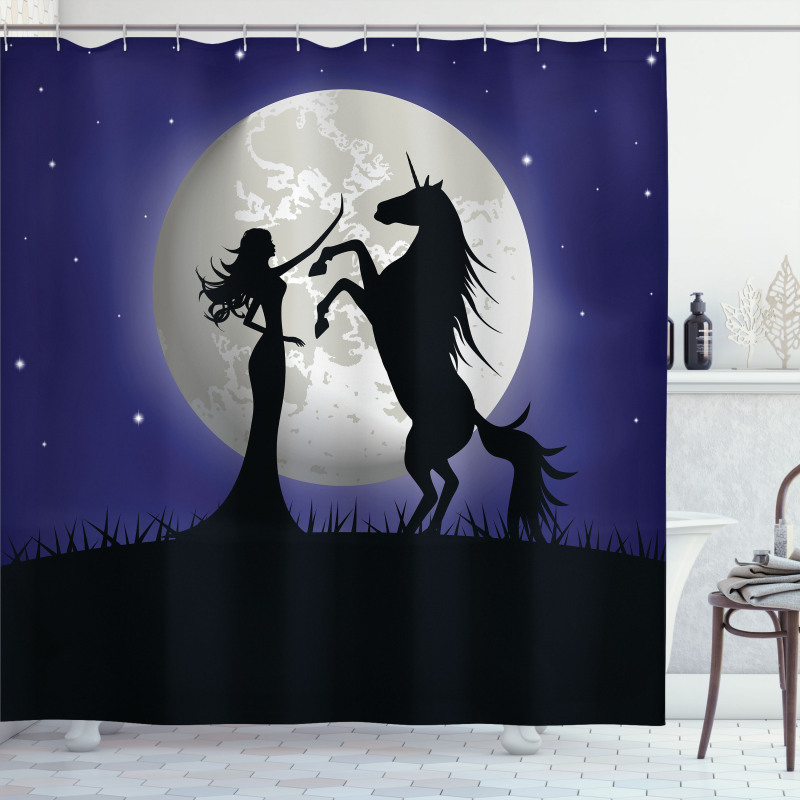 Rampant Horse and Girl Shower Curtain