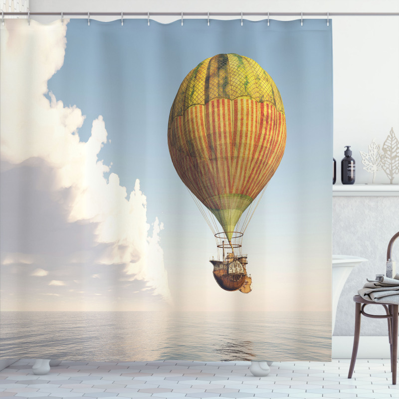 Striped Hot Air Balloon Shower Curtain