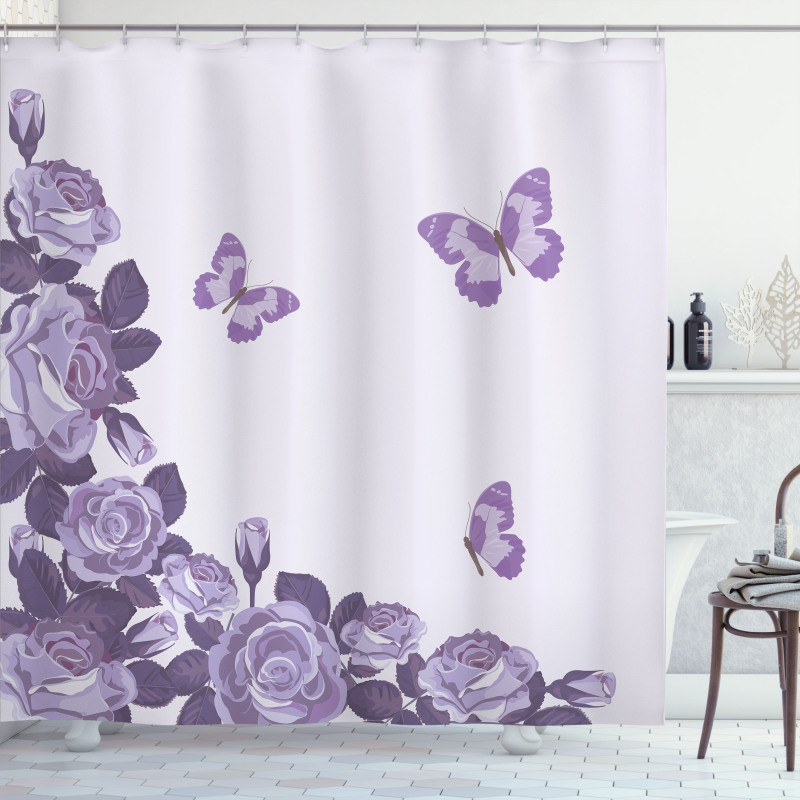 Bridal Roses Butterflies Shower Curtain