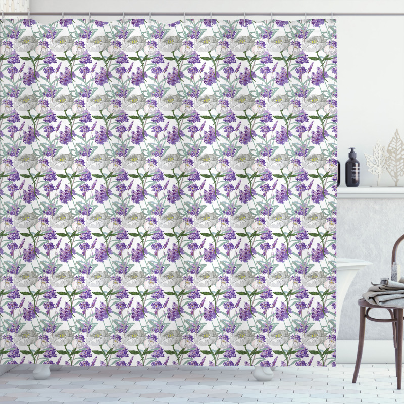 Lavender and Peony Shower Curtain