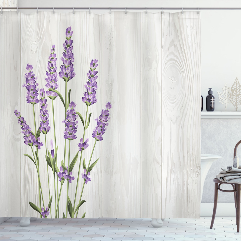Herbal Bouquet on Wood Shower Curtain