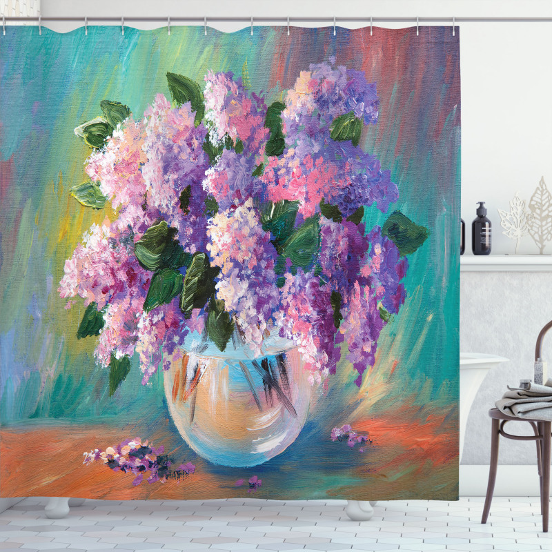 Oil Painting Flowers Art Shower Curtain