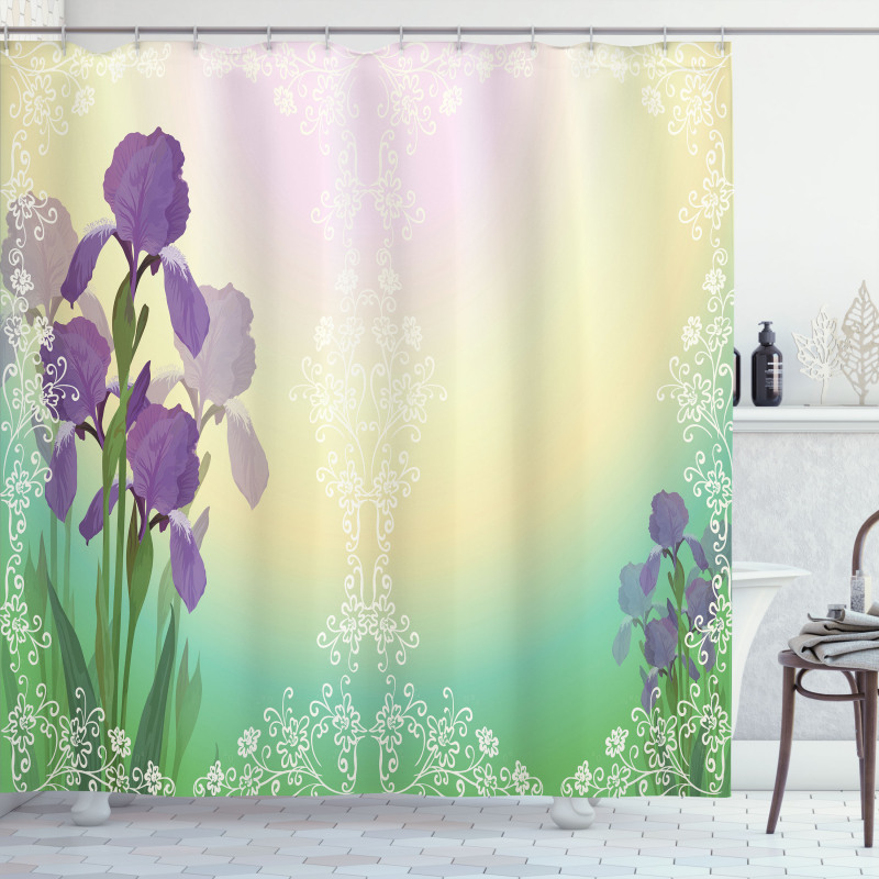 Blossoming Iris Bridal Shower Curtain