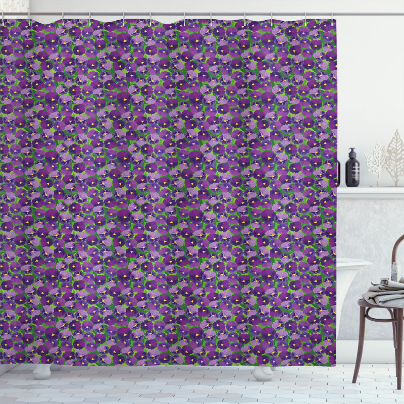 Green Field with Pansy Shower Curtain
