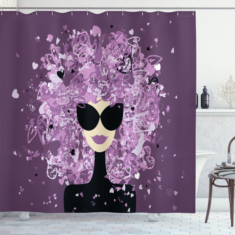 Woman Hearted Hairstyle Shower Curtain