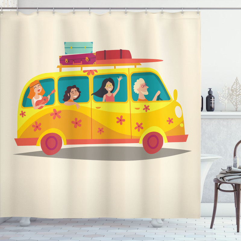 Hippies on Summer Van Shower Curtain