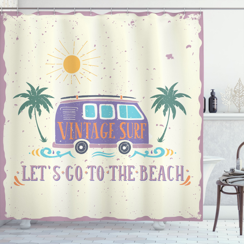 Grunge Beach Words Shower Curtain