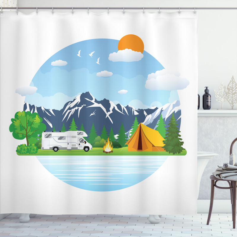 Forest Camping Summer Shower Curtain
