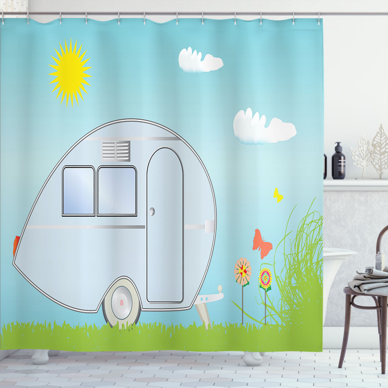 Summer Vacation Theme Shower Curtain
