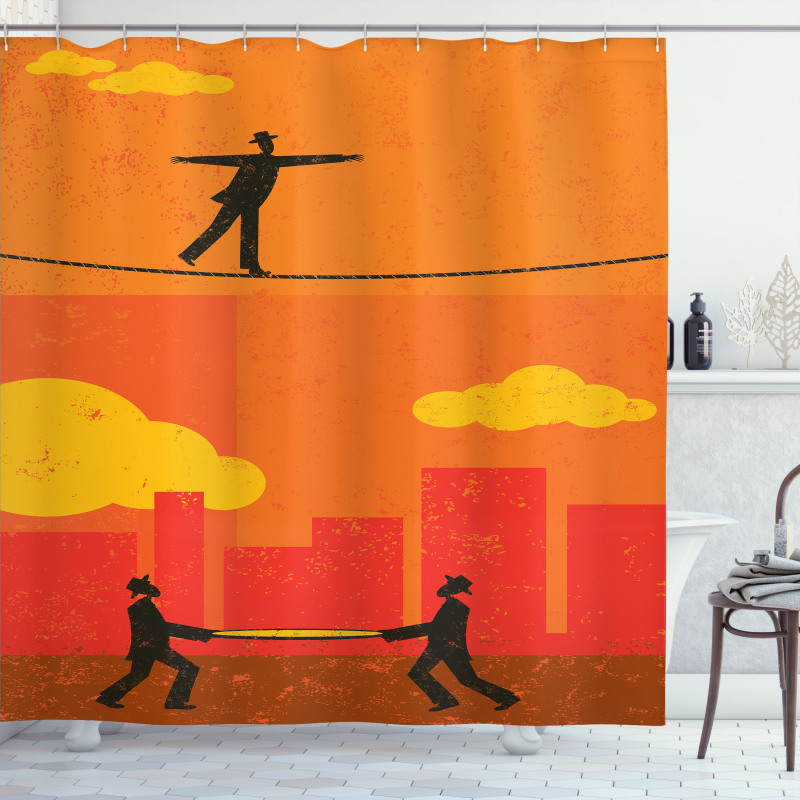 Men Walk Tightrope Net Shower Curtain