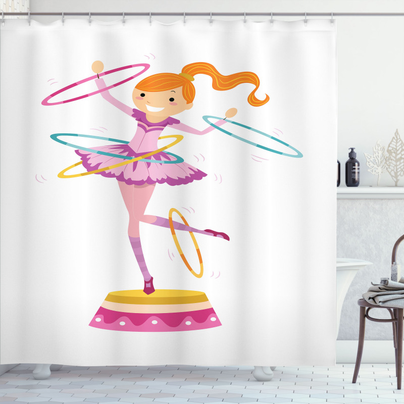 Girl Twirling Hoops Shower Curtain