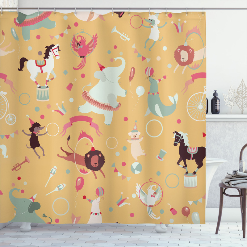 Retro Cartoon Circus Shower Curtain