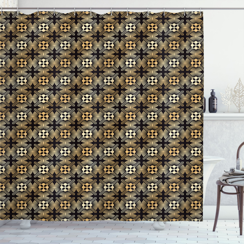 Retro Palmette Design Shower Curtain