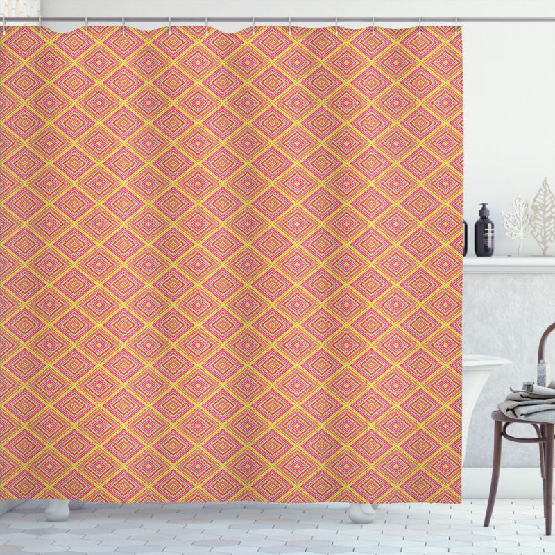 Diagonal Rhombus Tile Shower Curtain