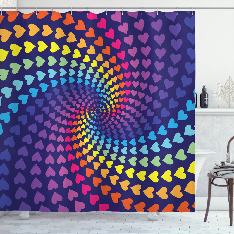 Twirl of Hearts Retro Shower Curtain