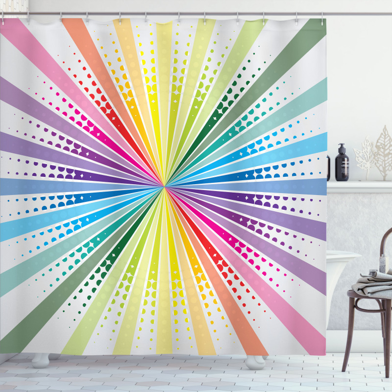 Retro Burst Shower Curtain