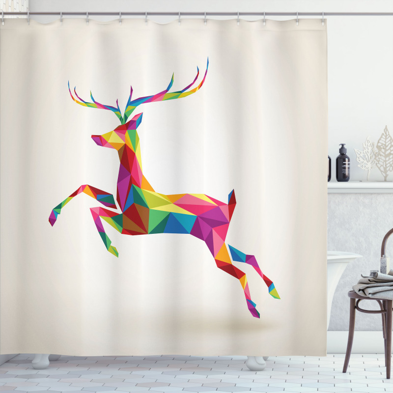 Colorful Fractal Deer Shower Curtain