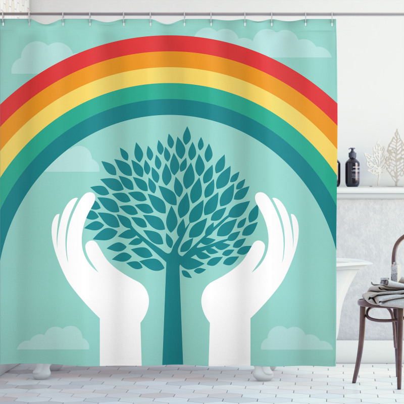 Tree and Hands Shower Curtain