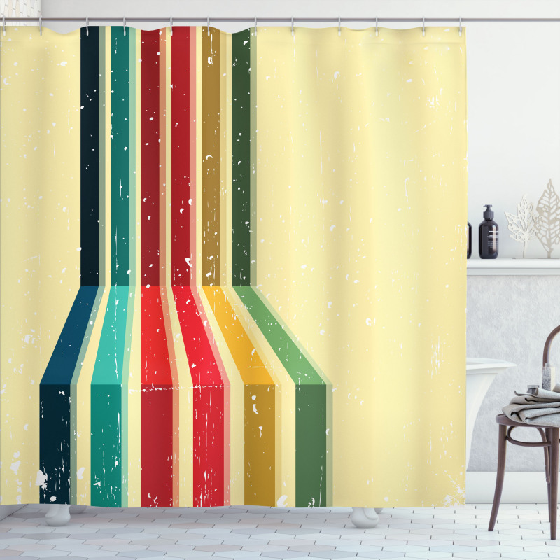 Vintage Colorful Strips Shower Curtain