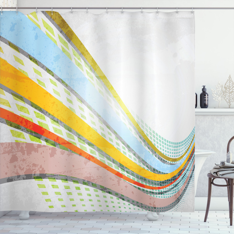 Curved Stripes Shower Curtain
