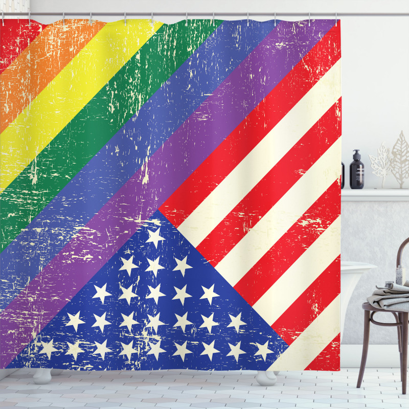 Old Glory LGBT Shower Curtain