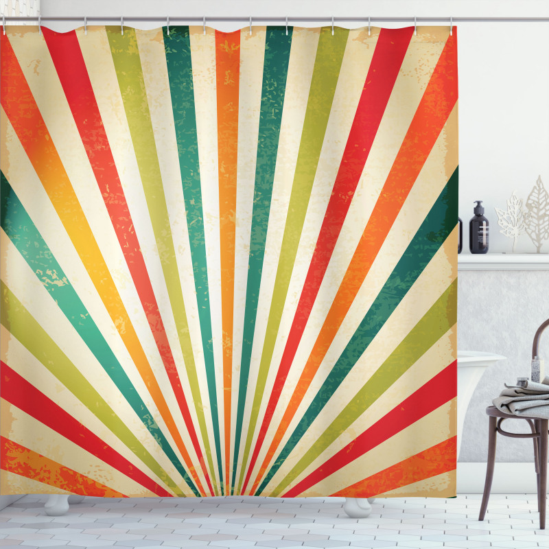 Retro Sun Rays Shower Curtain