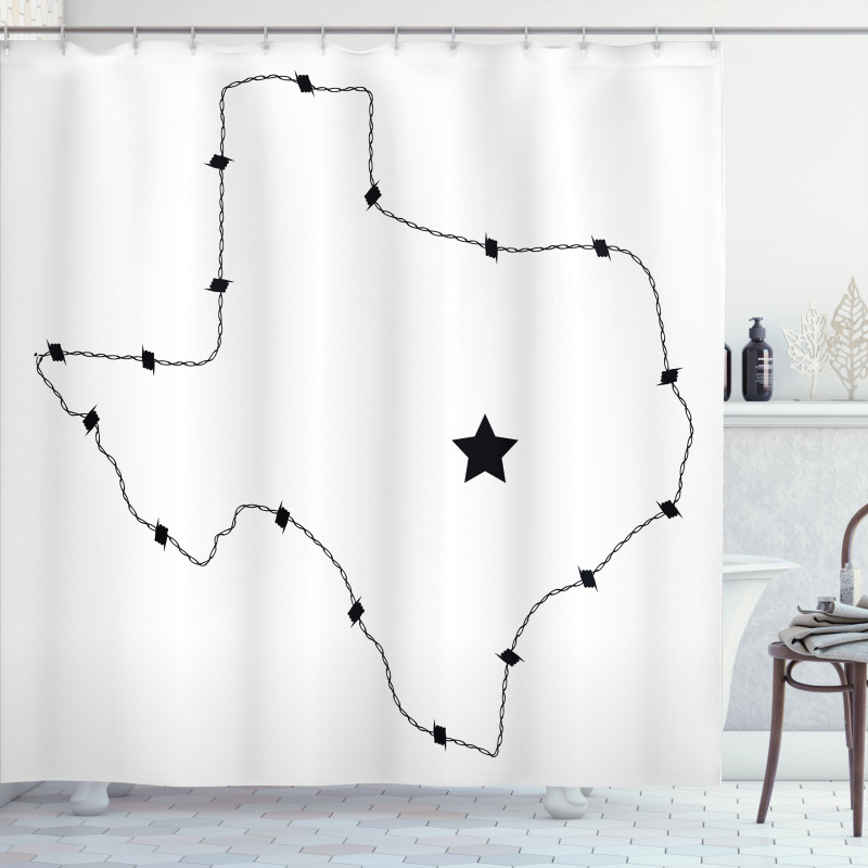 Barbed Wire Map Shower Curtain