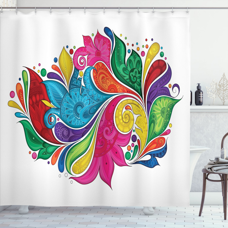 Vibrant Colorful Leaves Shower Curtain