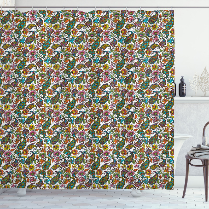 Retro Paisley Colorful Shower Curtain