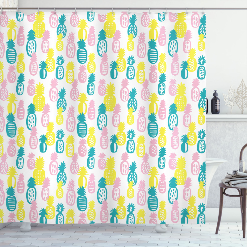 Colorful Doodle Food Shower Curtain