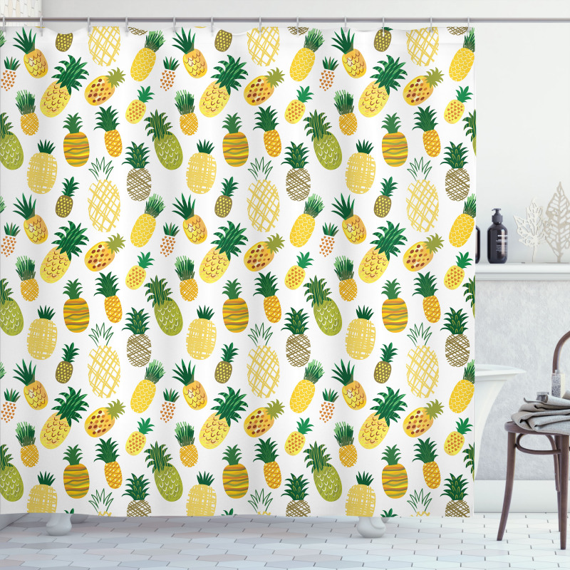 Cartoon Fruits Pineapples Shower Curtain