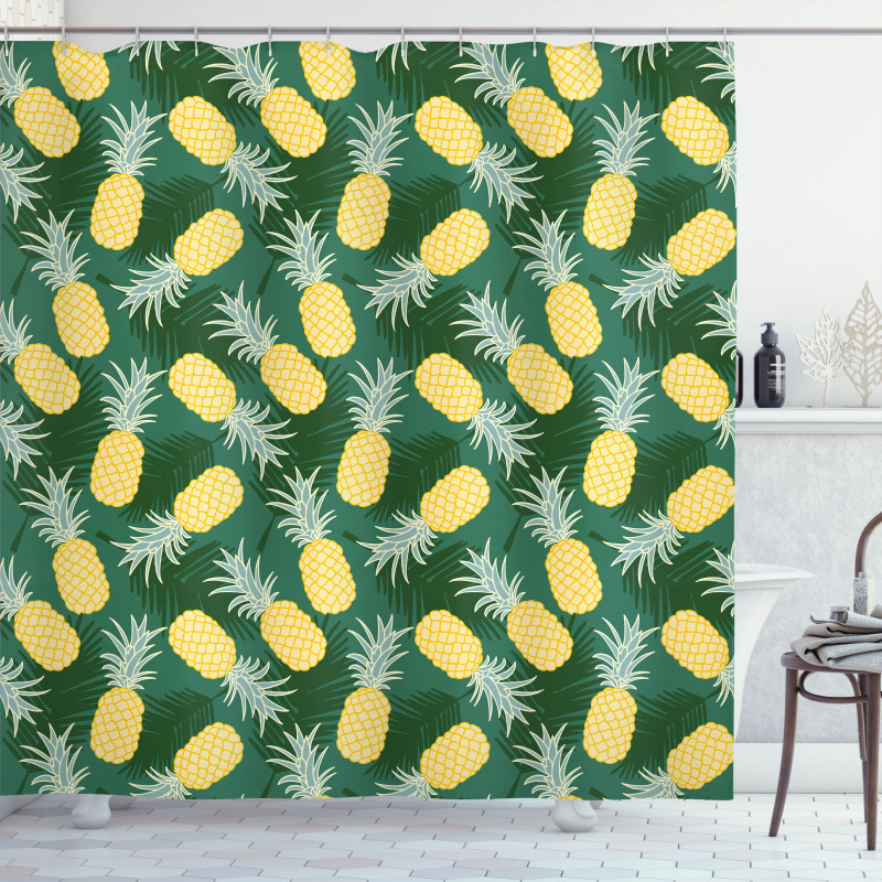 Palm Leaves Pineapples Shower Curtain