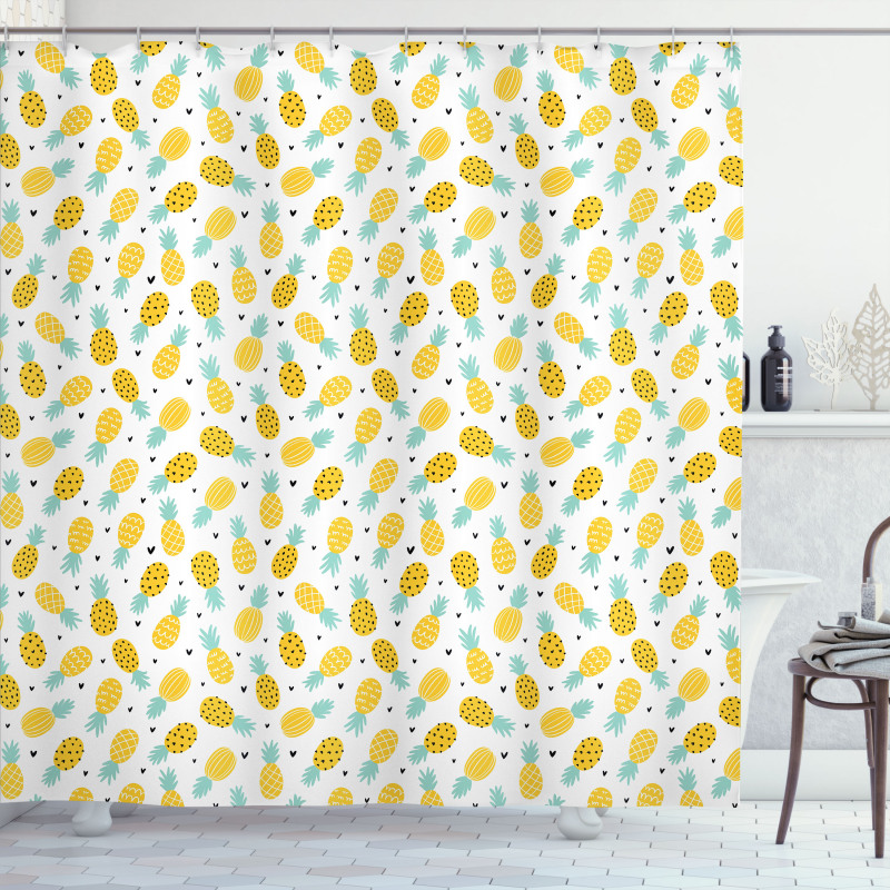 Fresh Doodle Pineapple Shower Curtain