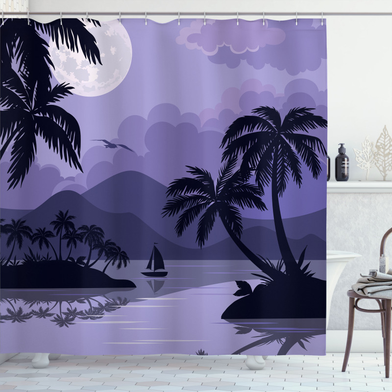 Caribbean Island Night Shower Curtain